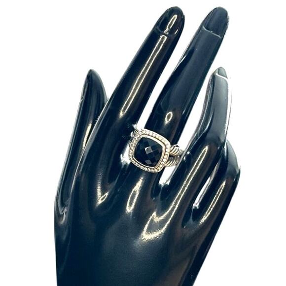 David Yurman Onyx & Diamond Albion Ring - Size 7 - Picture 9 of 14